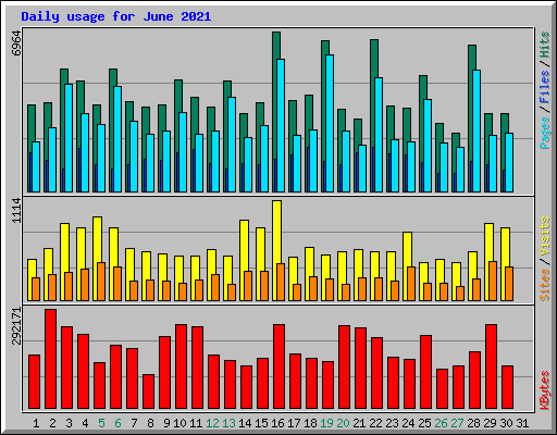 Daily usage for June 2021